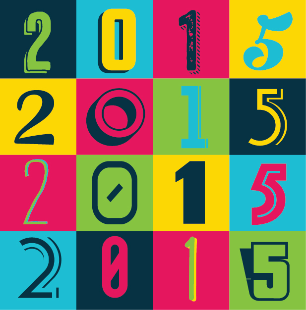 Colorful 2015 New Year Poster Background Photoshop brush