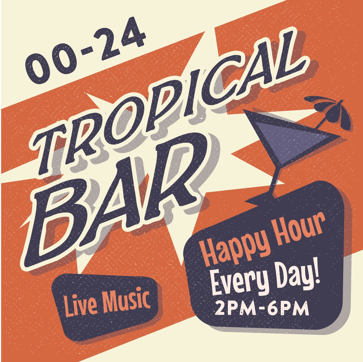 Vintage Tropical Bar poster Photoshop brush