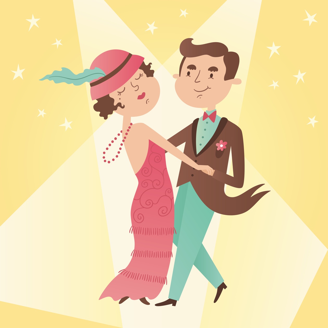 Illustration of vintage dance couple Photoshop brush