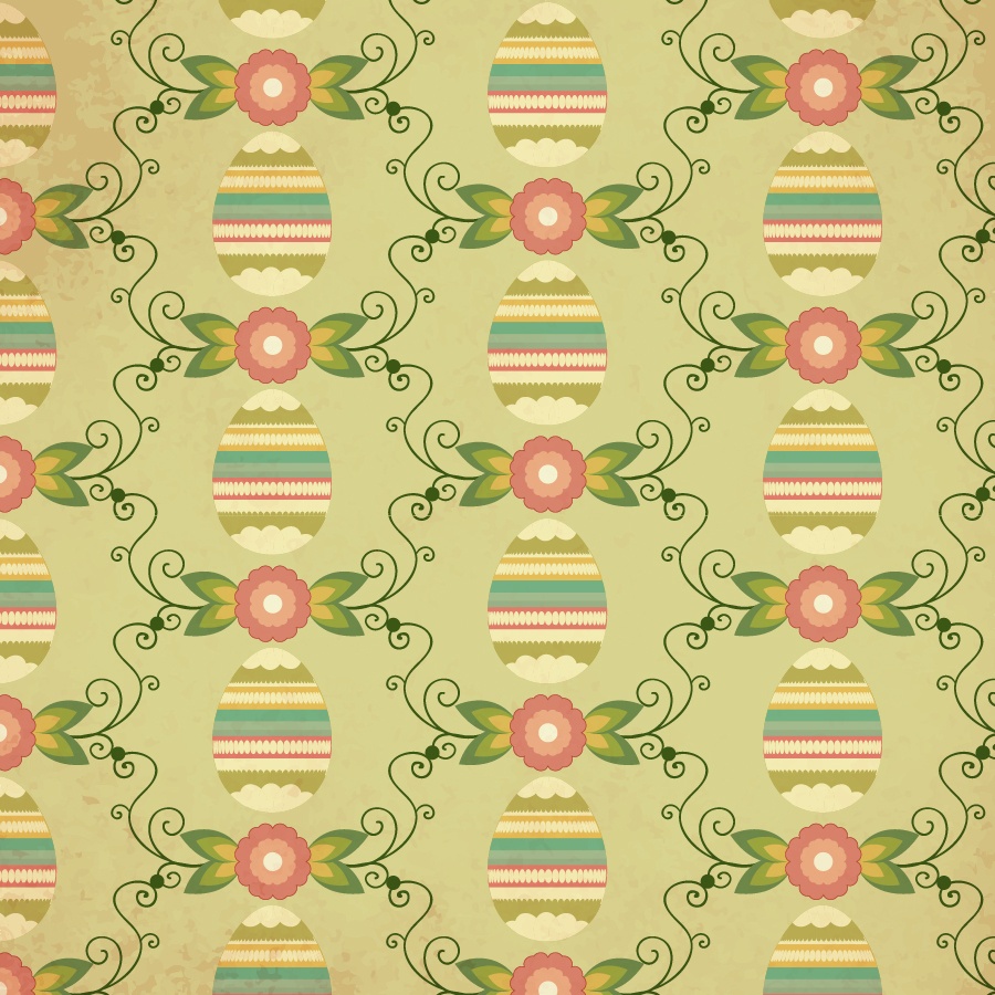Easter pattern with egg, flower and decoration Photoshop brush