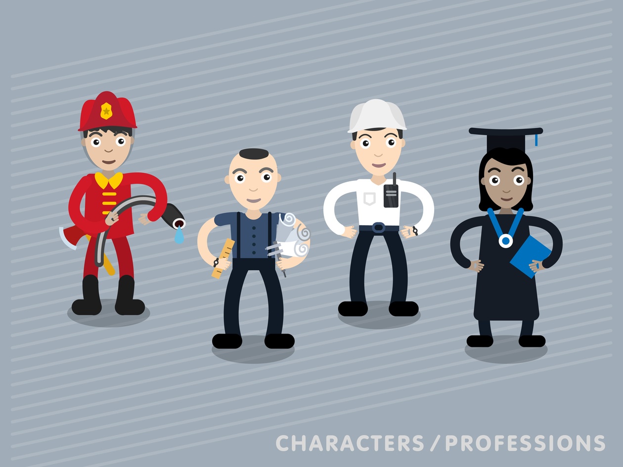 Vector characters in different professions Photoshop brush
