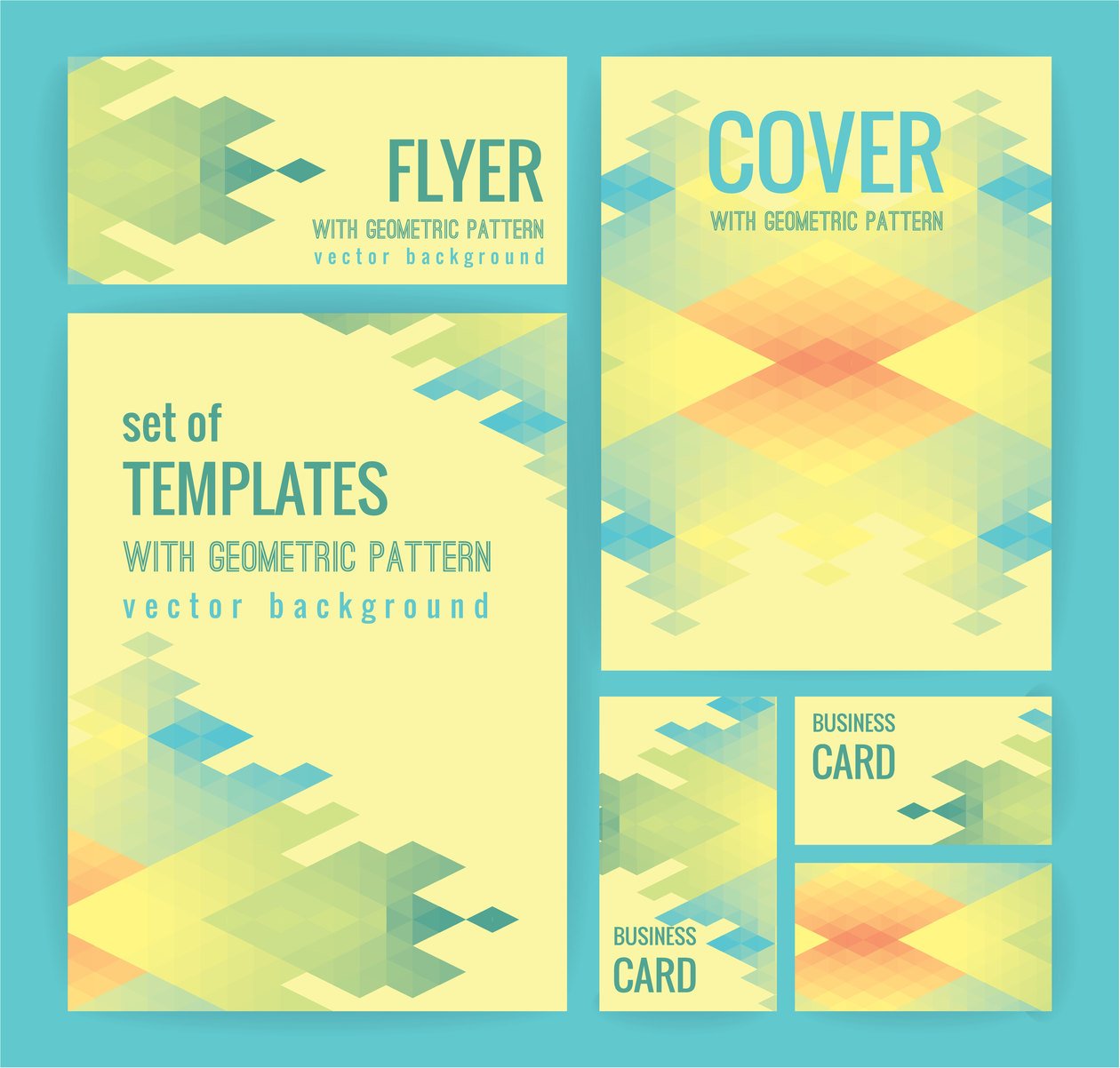 Set of business  templates with geometric pattern. Vector background. Photoshop brush
