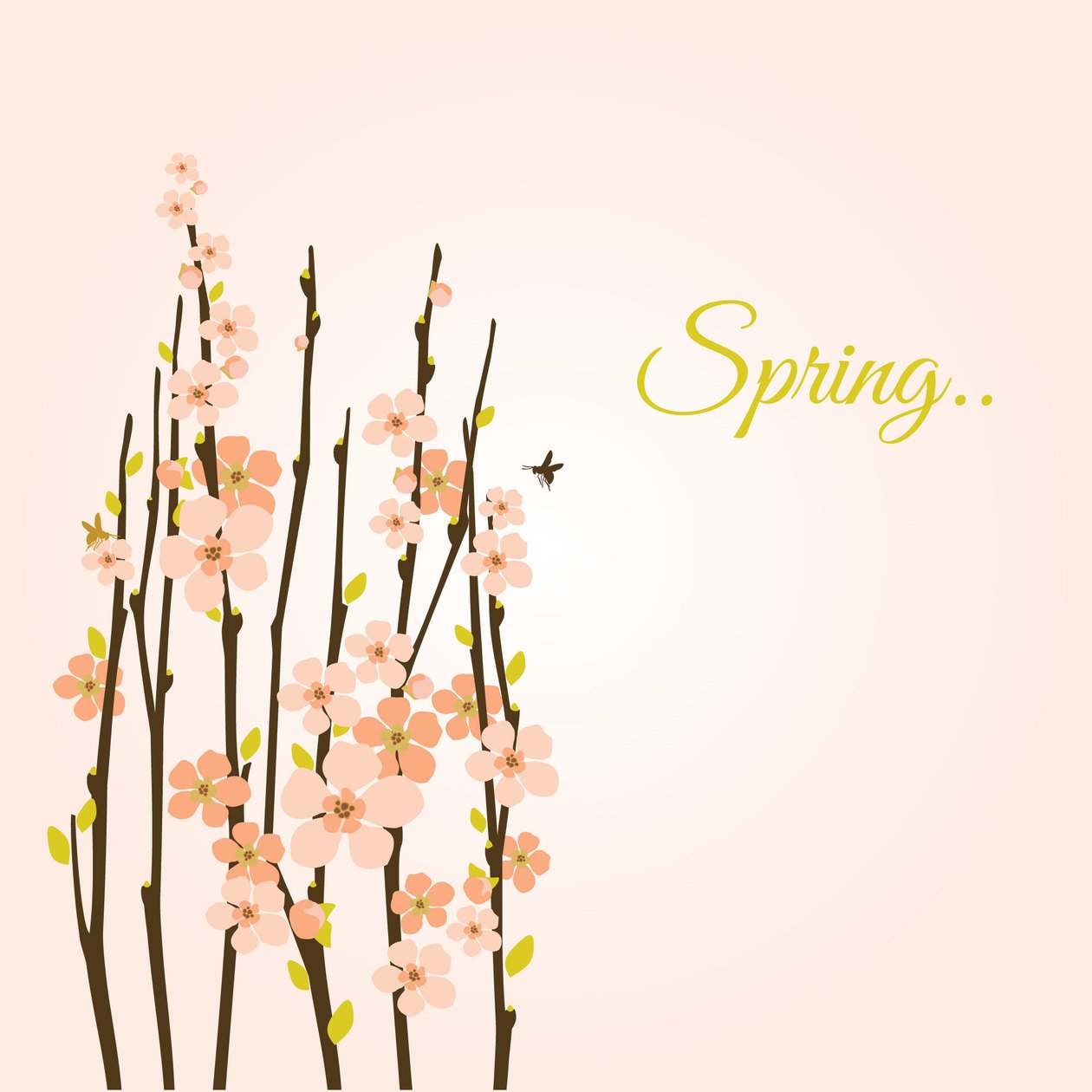 Vector spring background with flowering branches. Photoshop brush
