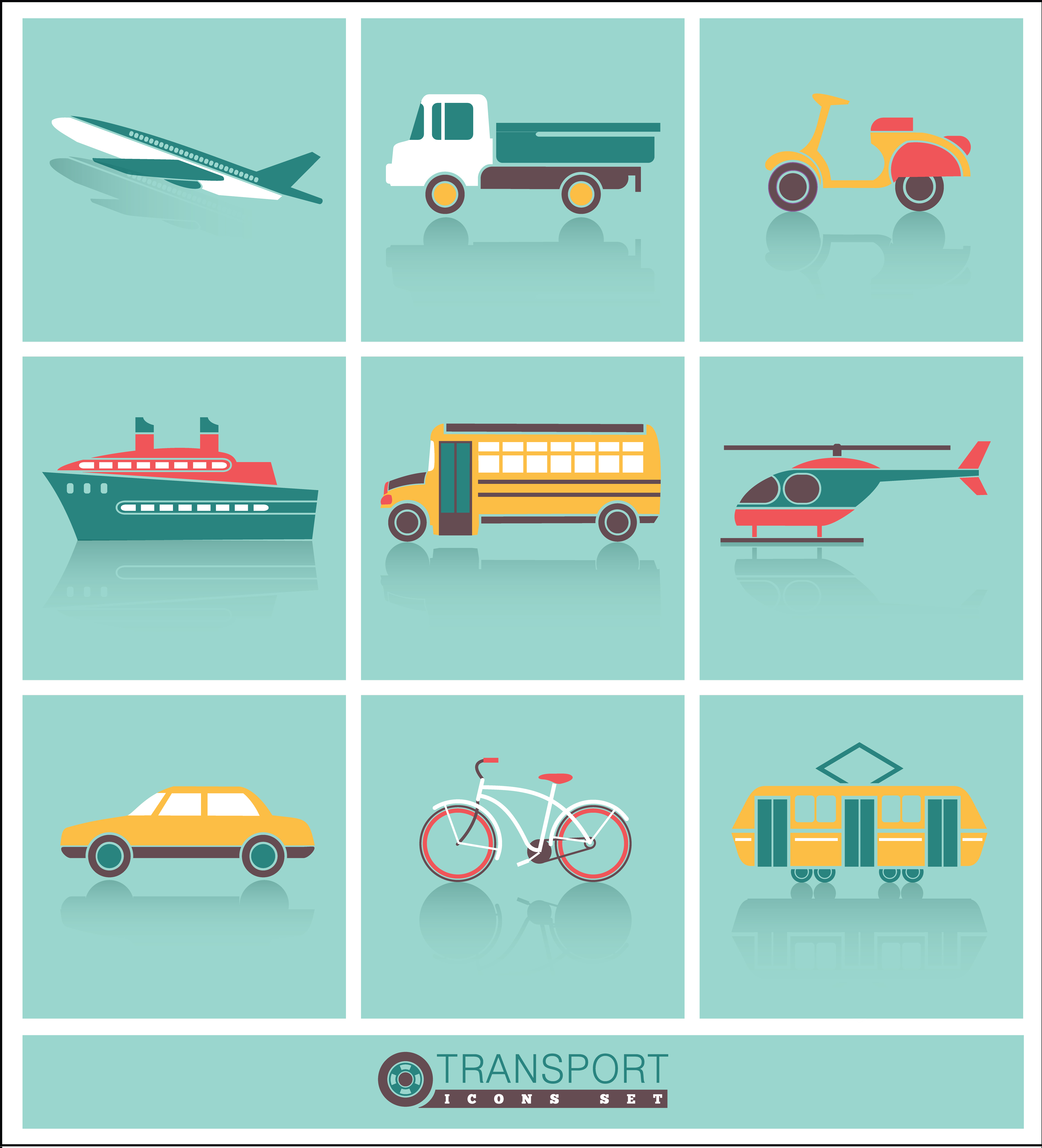 Transportation icons set Photoshop brush