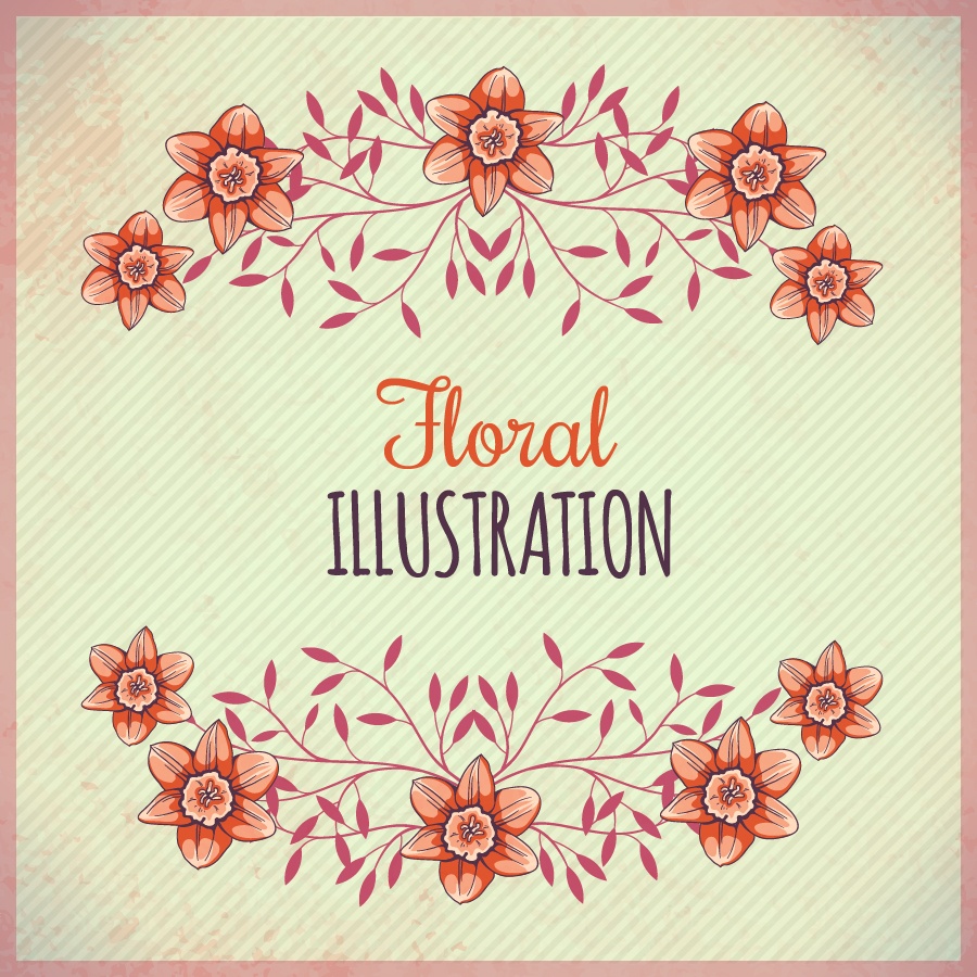 Vintage illustration with flowers and typography Photoshop brush
