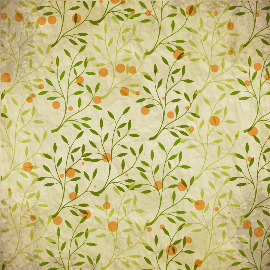 Vintage pattern with branches, leaves and dots Photoshop brush
