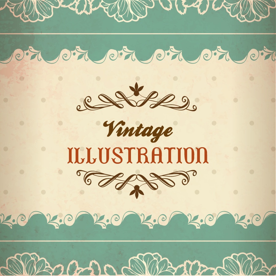 Vintage illustration with lace, flowers and typography Photoshop brush