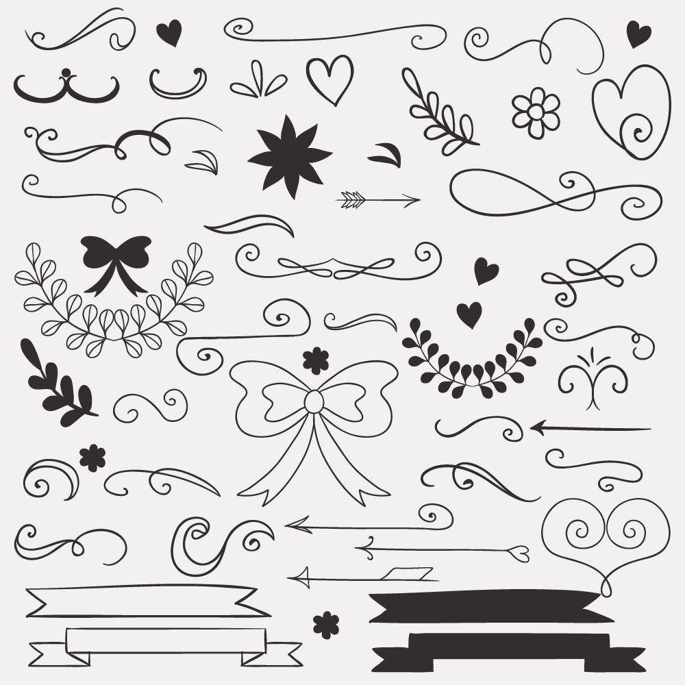 set of doodle decorations photoshop