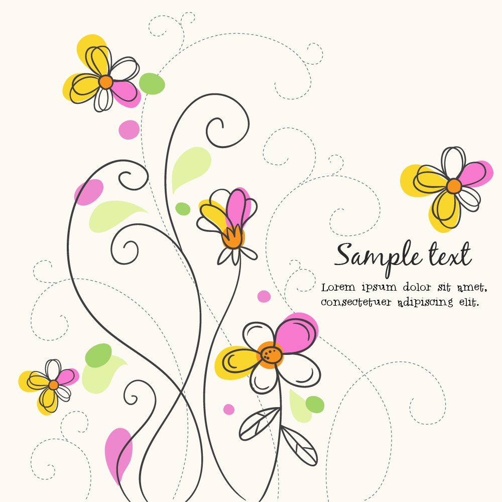Vector illustration with doodle flowers Photoshop brush