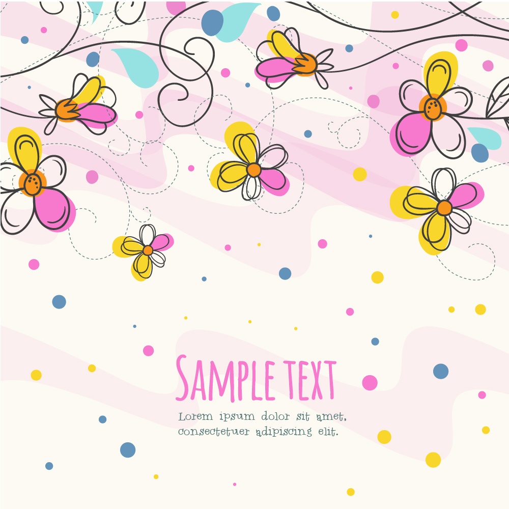 Vector illustration with doodle flowers Photoshop brush
