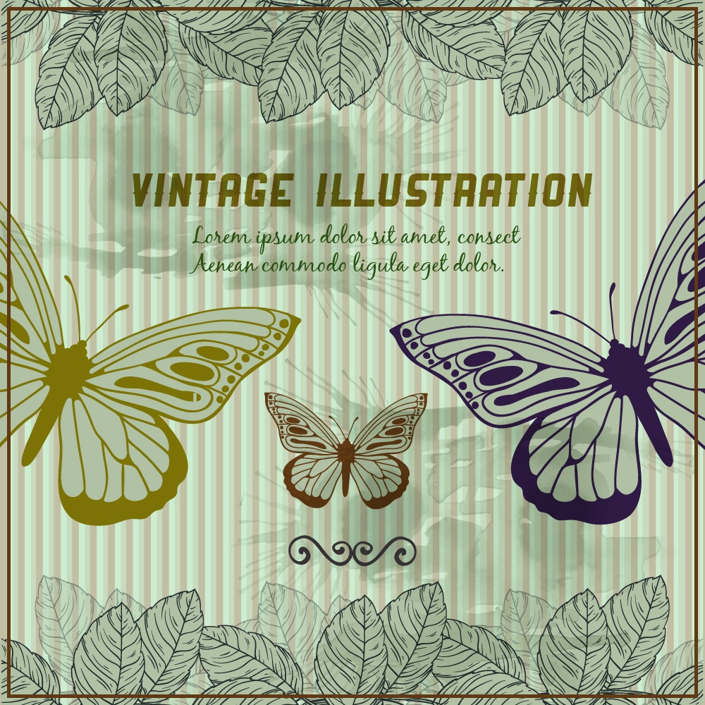 Vintage background with butterflies Photoshop brush
