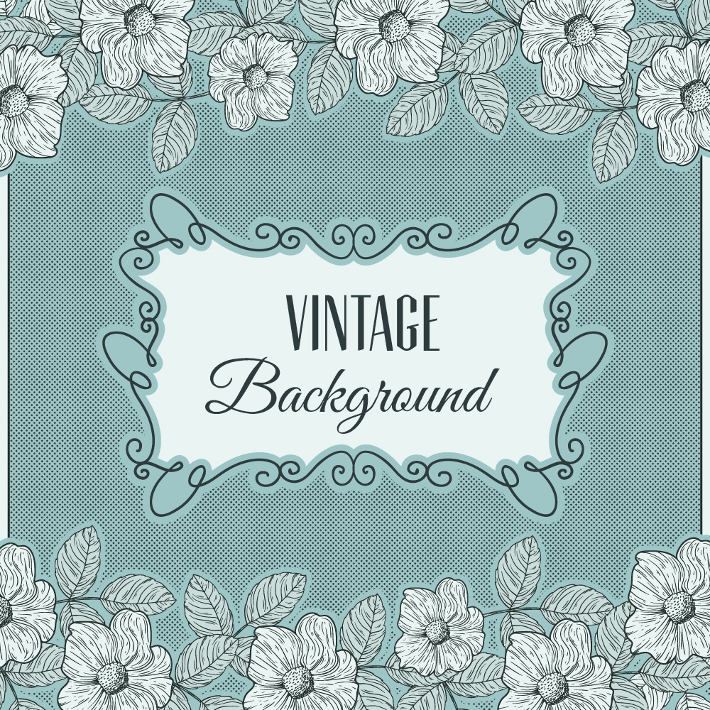 Vintage flowers with frame and typography Photoshop brush