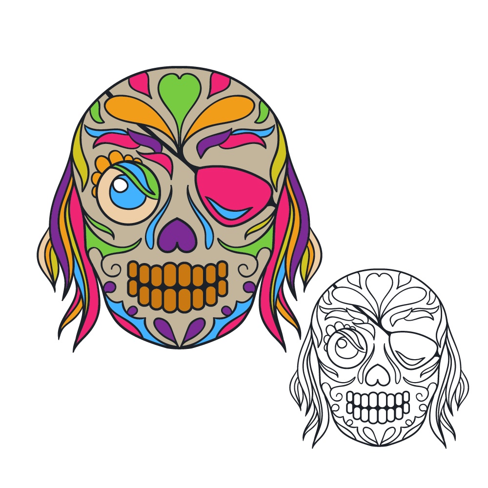 Pirate sugar skull vector illustration Photoshop brush