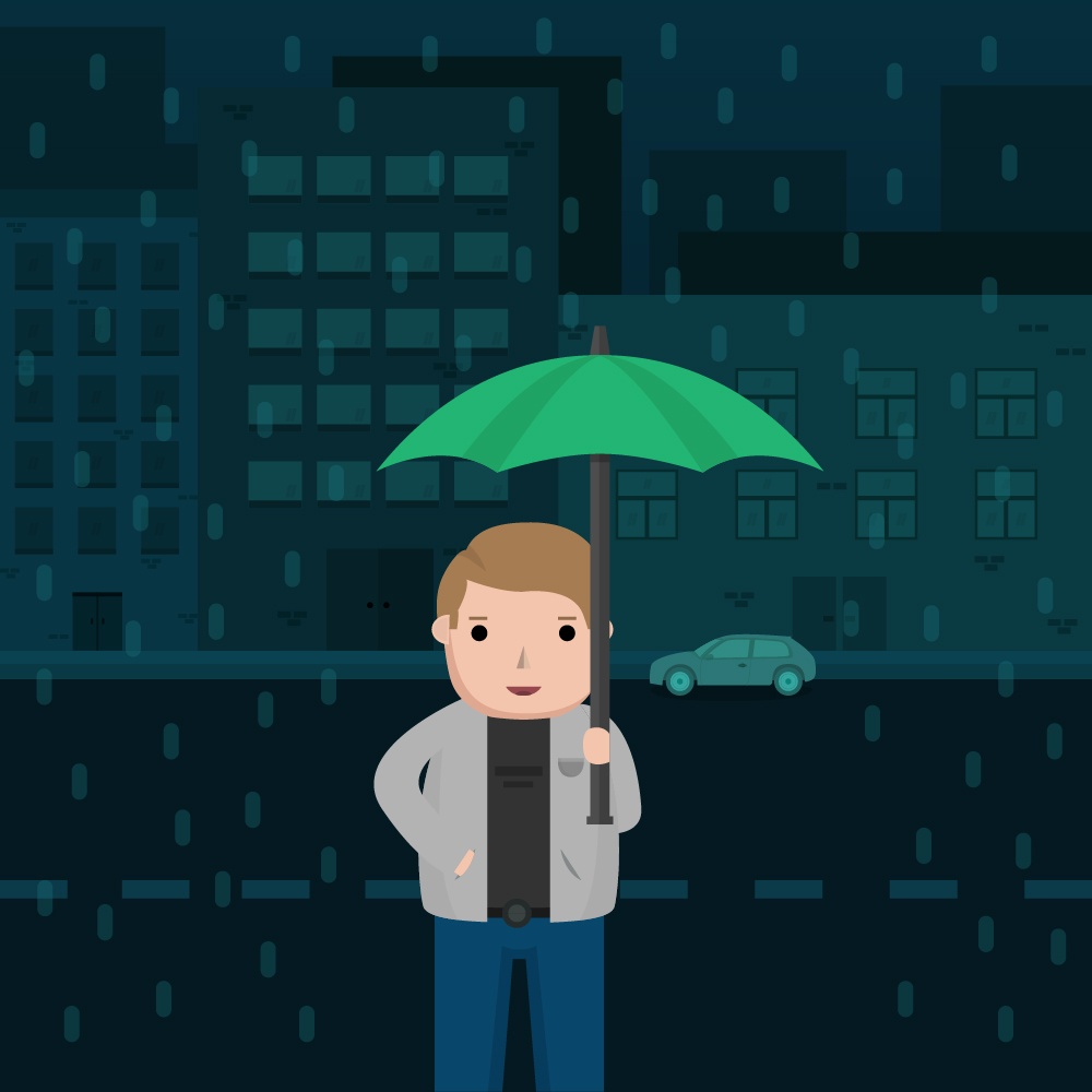 Man in the Rain with Umbrella Photoshop brush