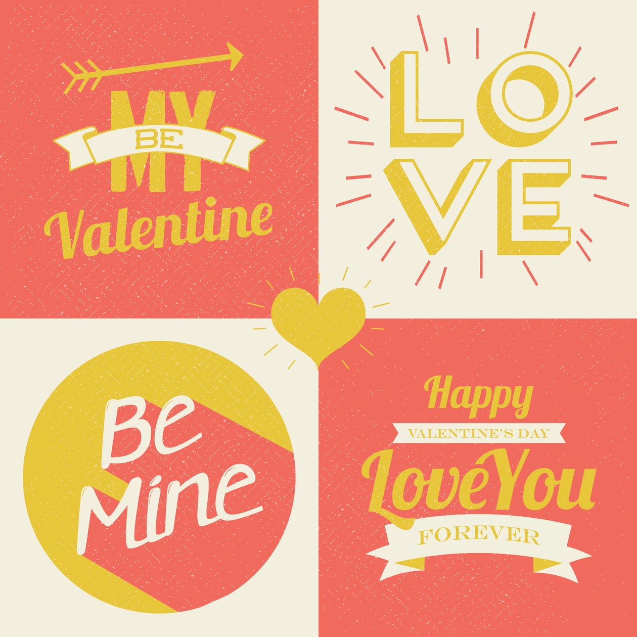 Valentines day illustrations and typography elements Photoshop brush