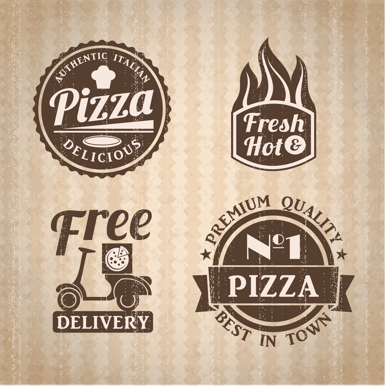 Pizza labels collection. Photoshop brush