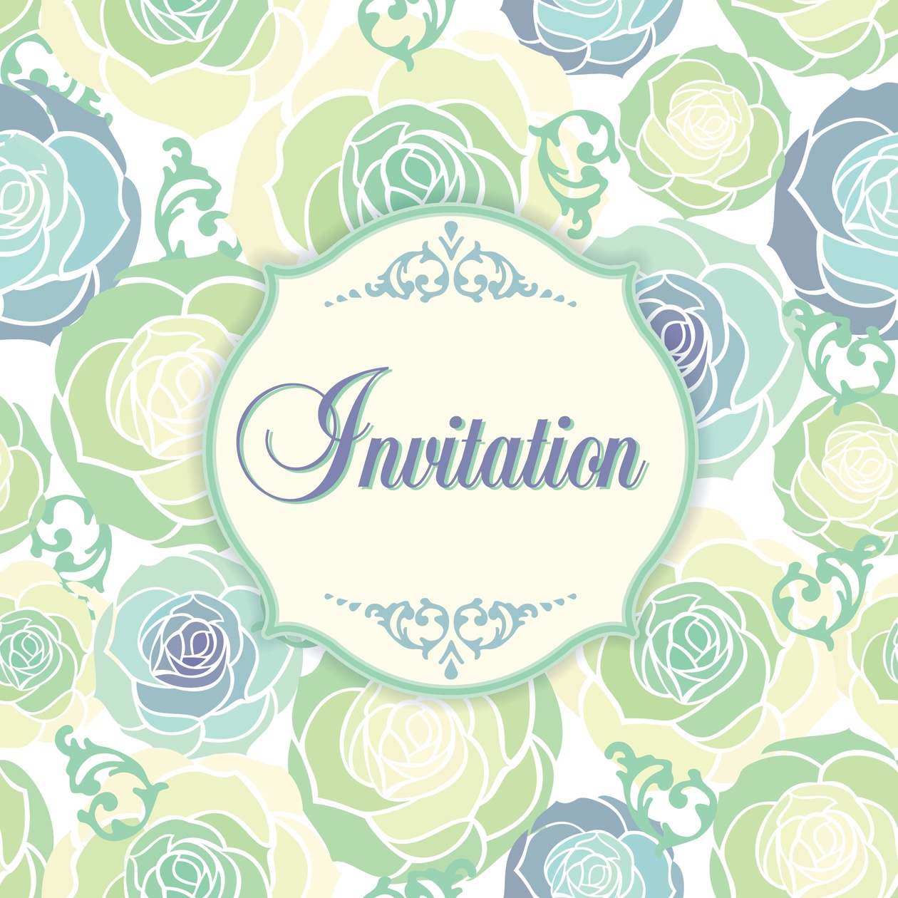 Invitation template with floral background Photoshop brush