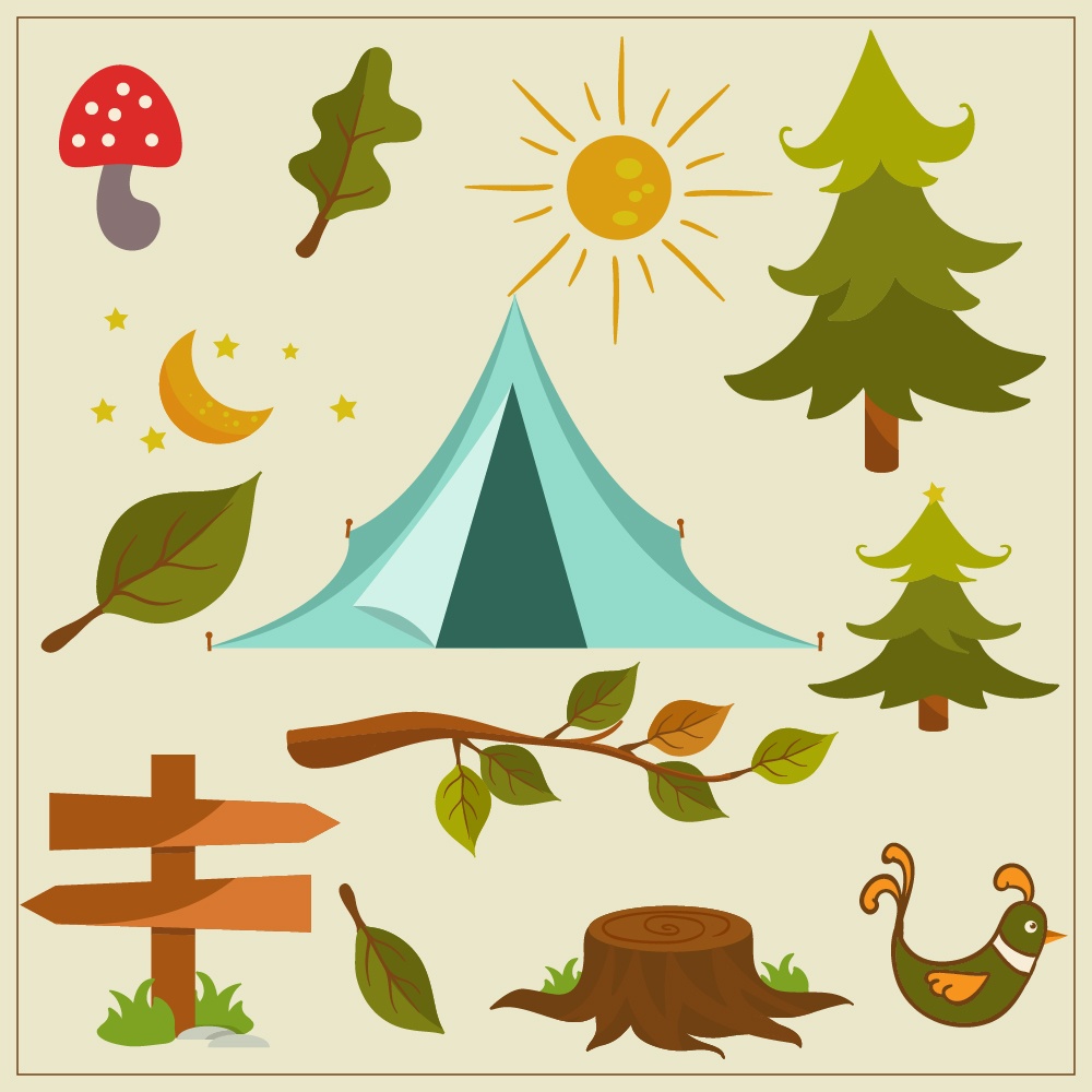 Nature camping vector elements Photoshop brush