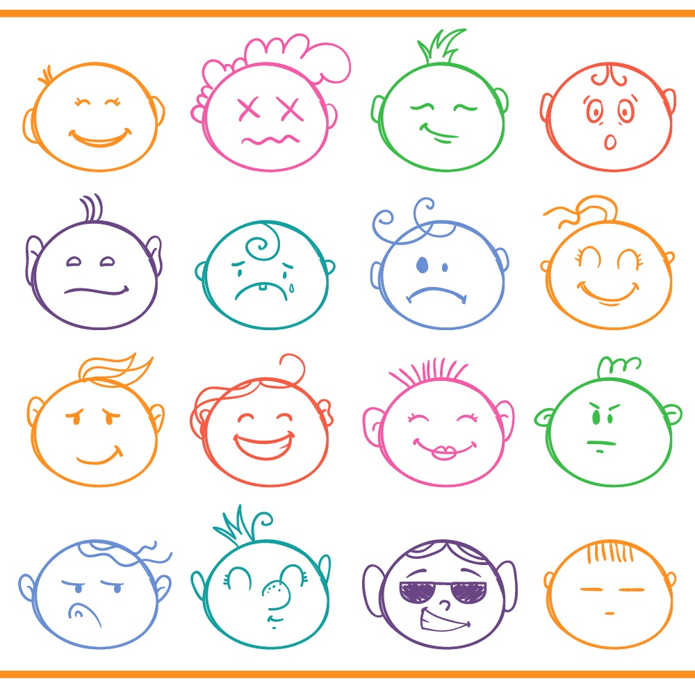 Face expressions vector set  Photoshop brush