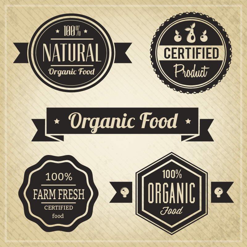 Organic Food, Vintage Labels Photoshop brush