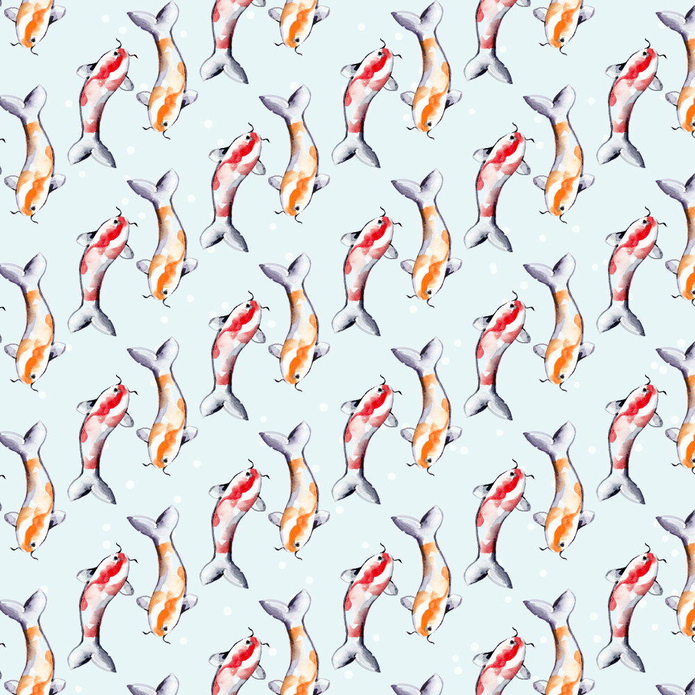 Watercolor pattern with koi fish Photoshop brush
