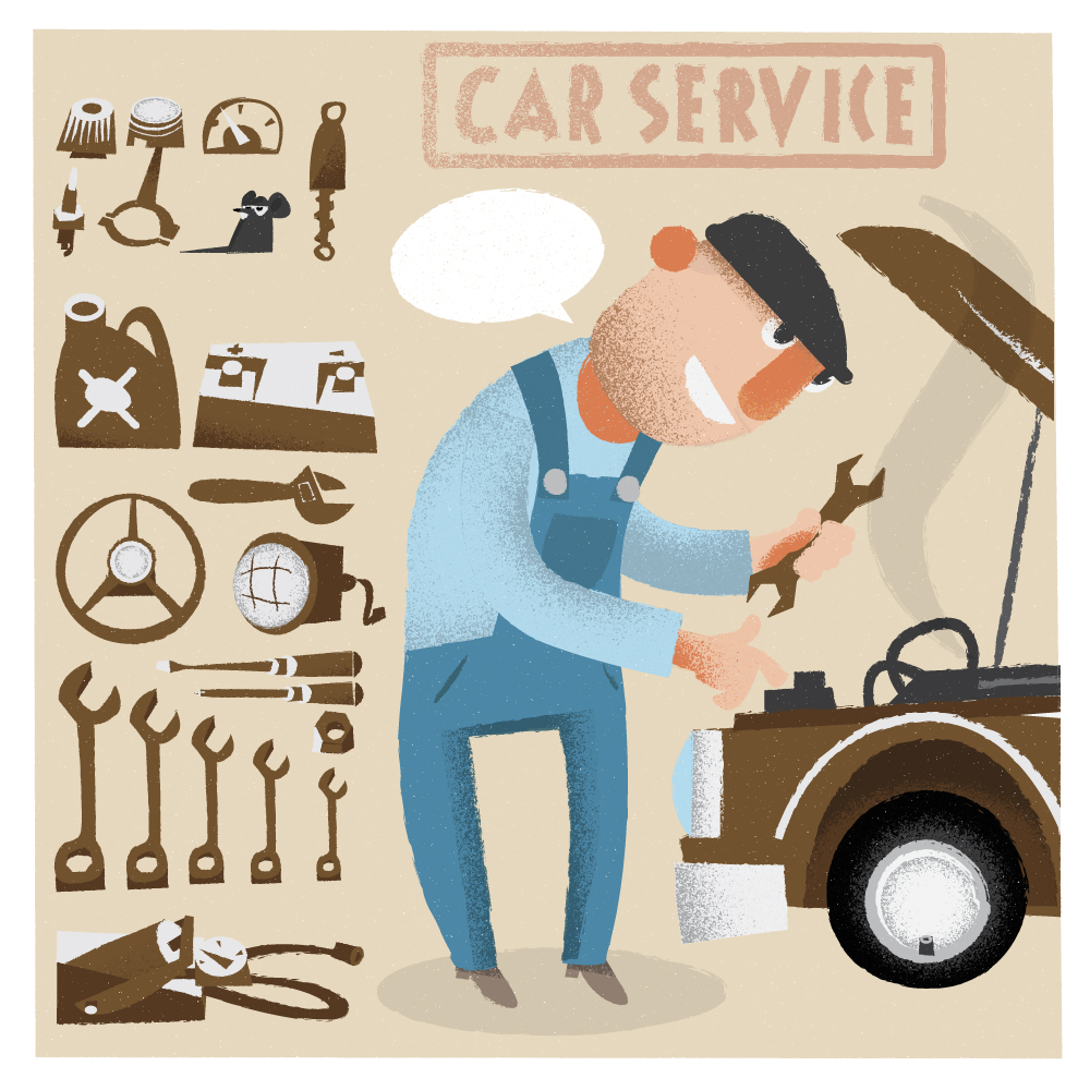 Car service man with tools. Vector illustration Photoshop brush