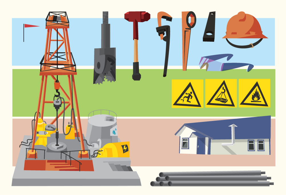 Oil objects landscape and equipment. Vector illustration Photoshop brush