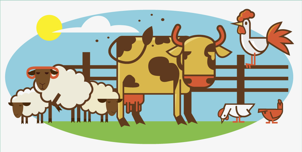 Characters farm pets vector illustration for design Photoshop brush