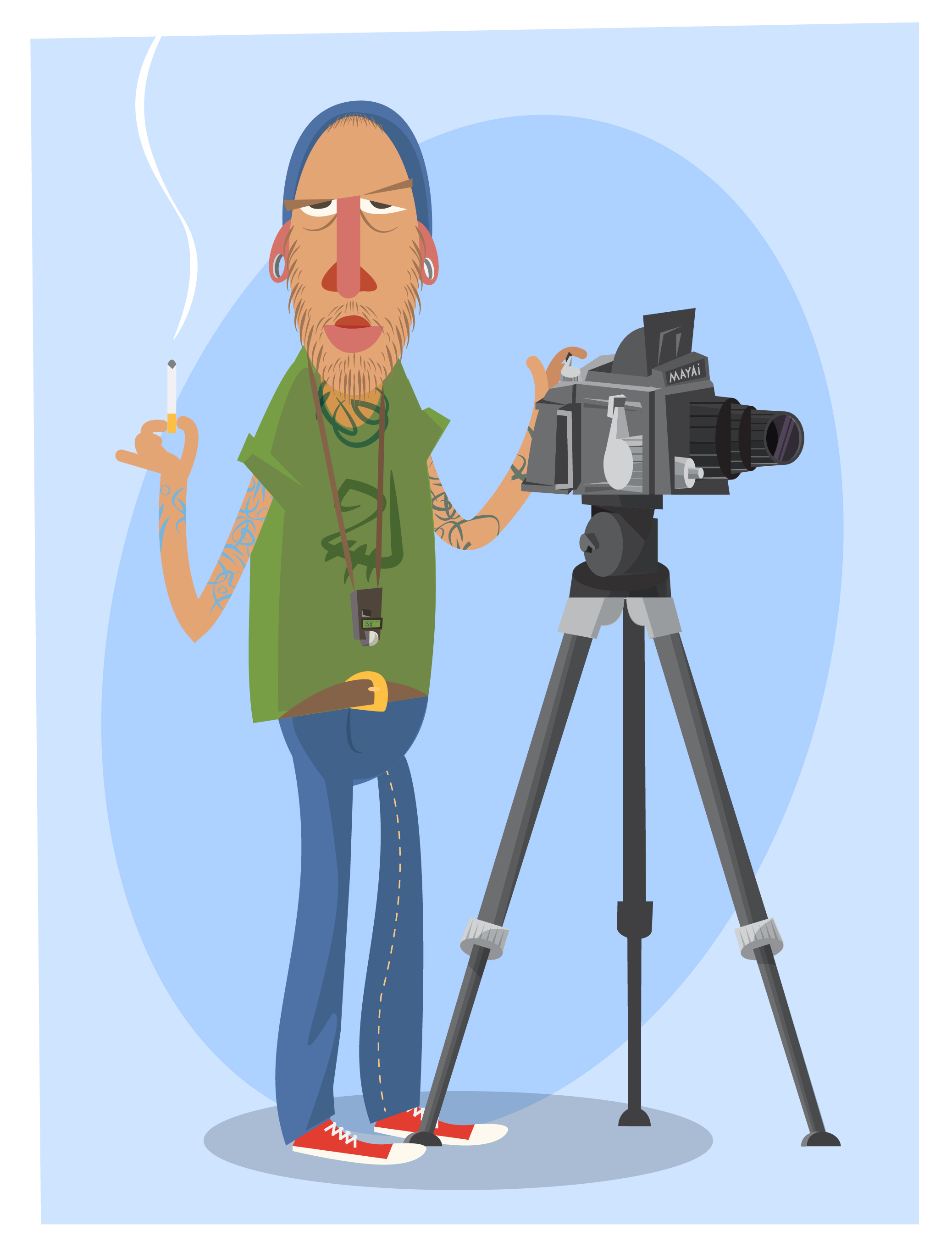 Photographer with equipment at work. Vector illustration Photoshop brush