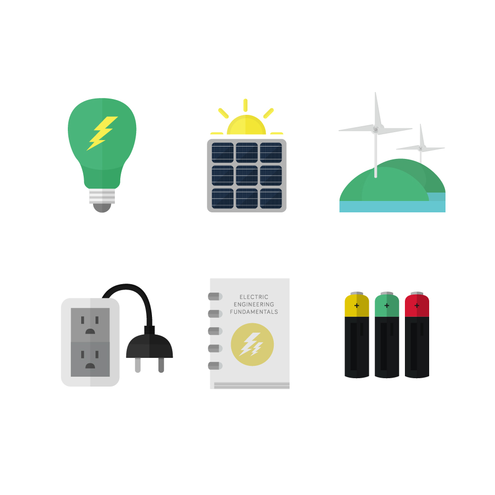 Electricity and clean energy icons Photoshop brush