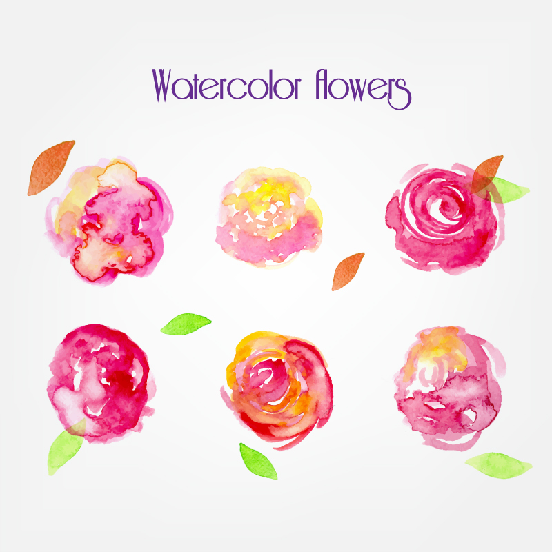 Watercolor vector flowers Photoshop brush