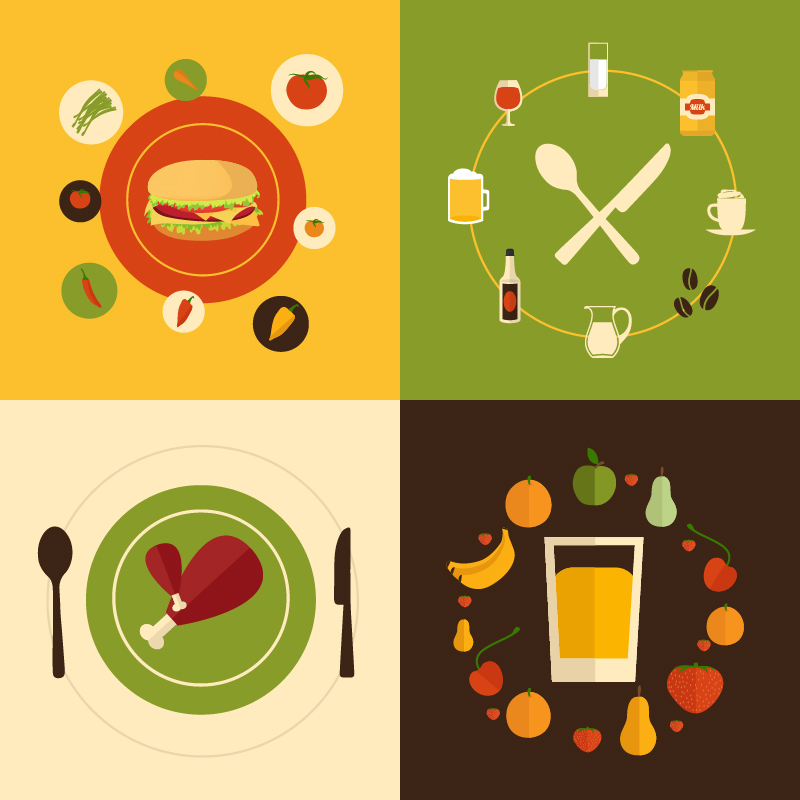 Food flat design concept icons  Photoshop brush