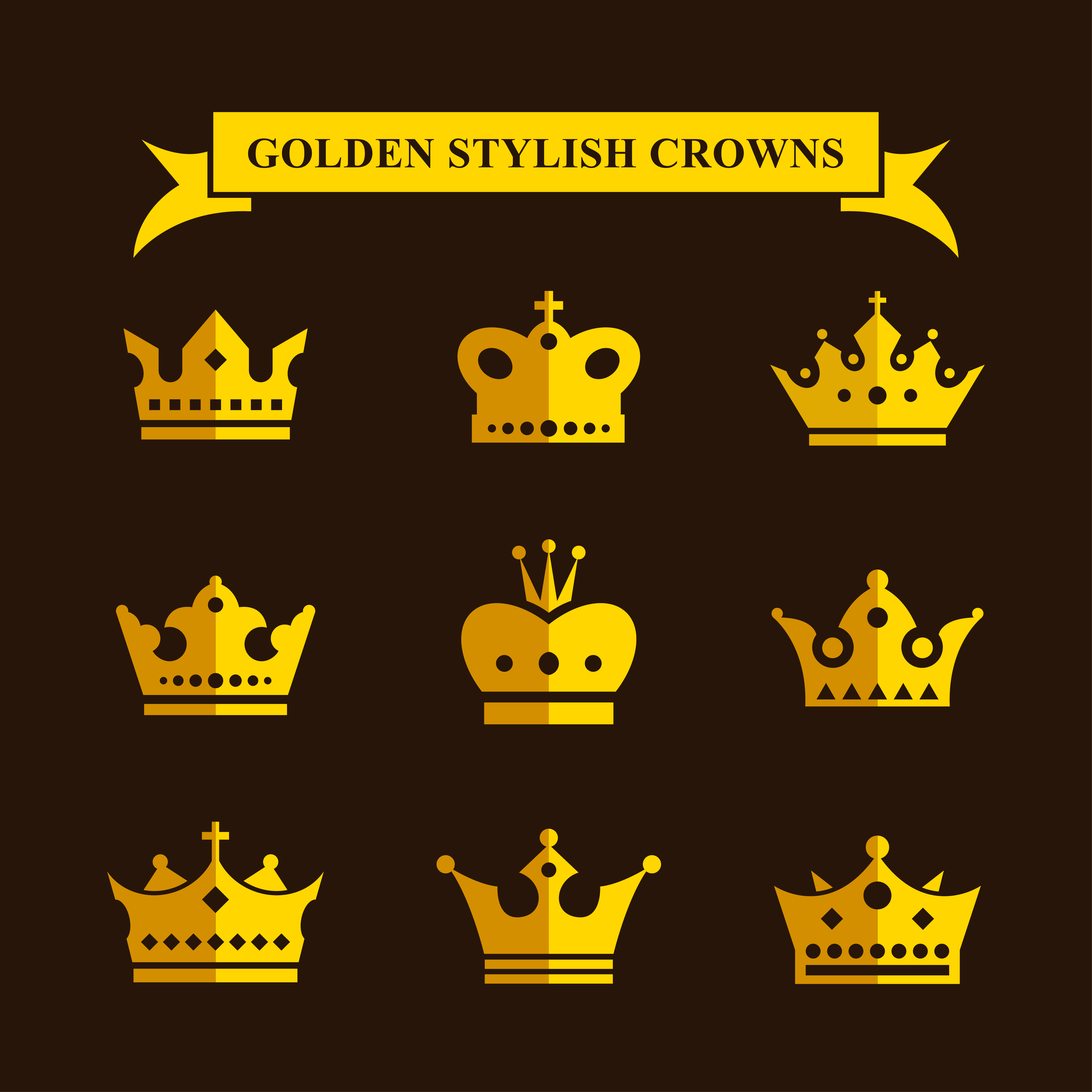 Golden Stylish Crowns Photoshop brush