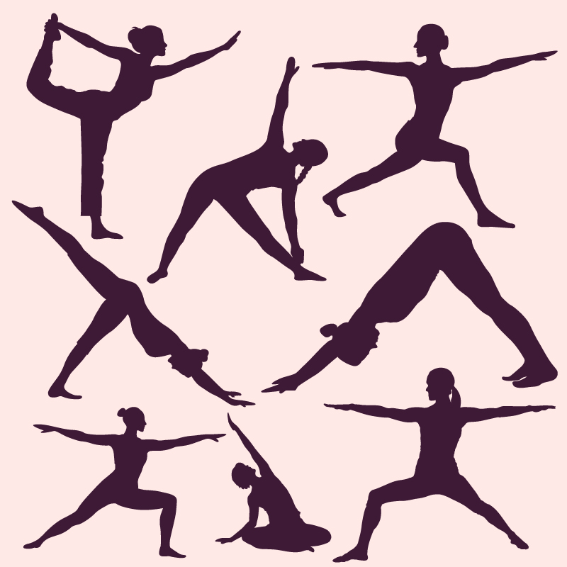 Yoga poses silhouettes Photoshop brush