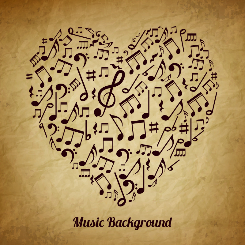 Heart made of musical notes Photoshop brush