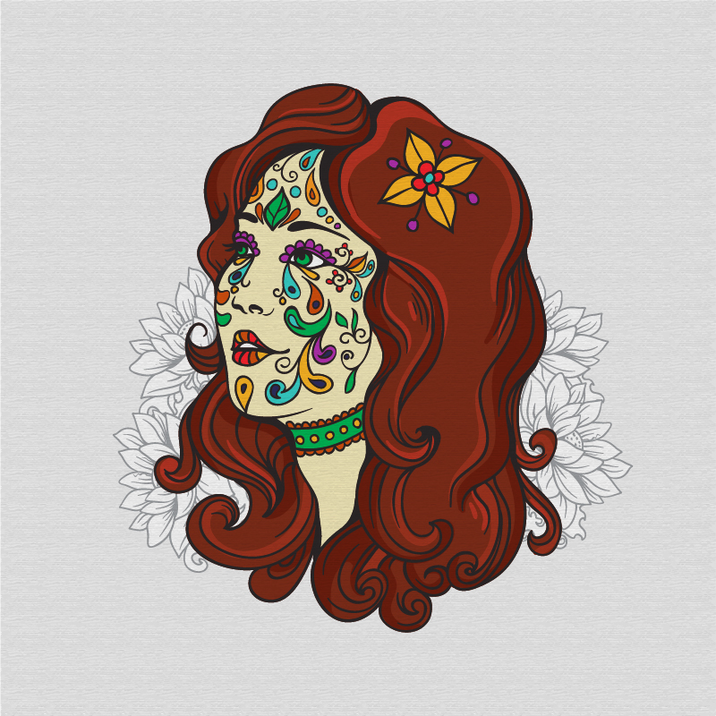 Day of the dead girl with flowers Photoshop brush