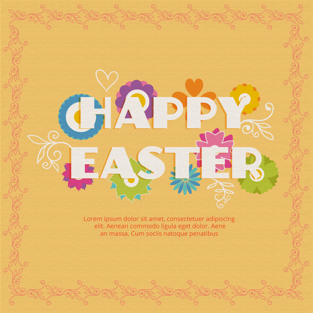 Easter illustration with flowers Photoshop brush