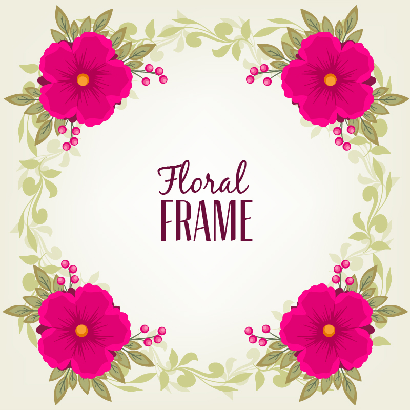 Vintage frame with flower and leaves Photoshop brush