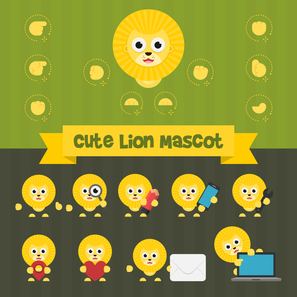 Cute Lion Mascot Kit Photoshop brush