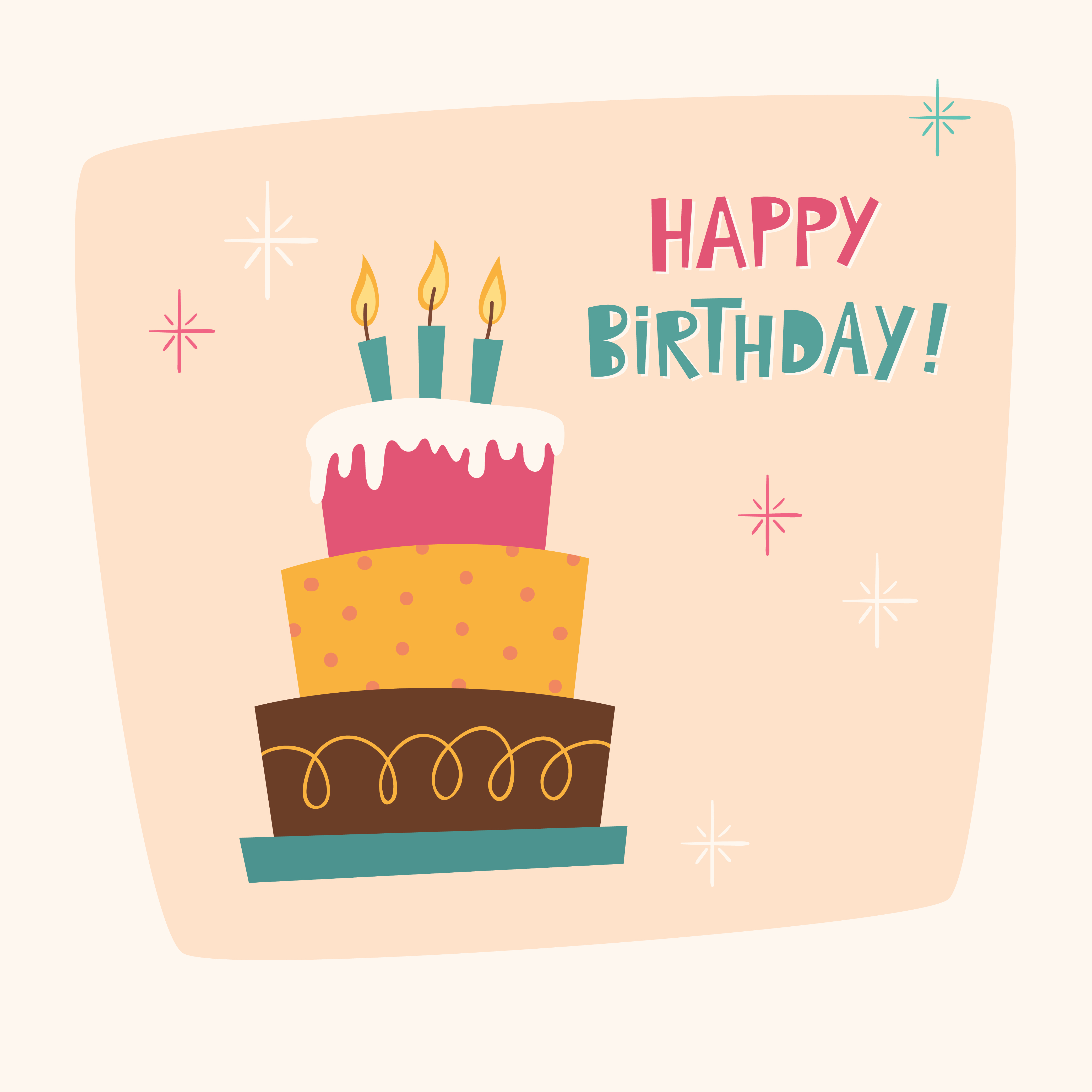 Happy Birthday card with cake Photoshop brush