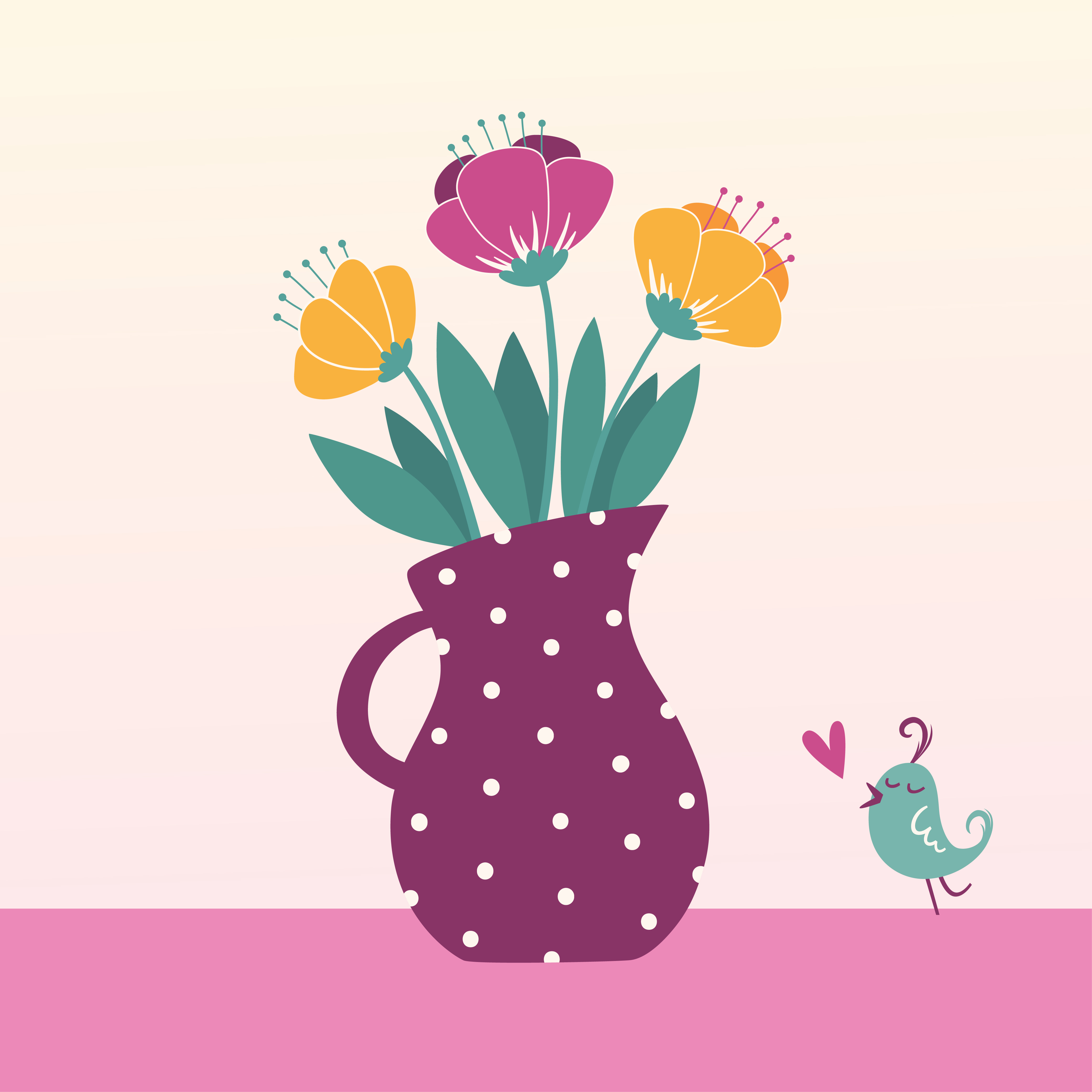 Vector illustration of jug with flowers Photoshop brush