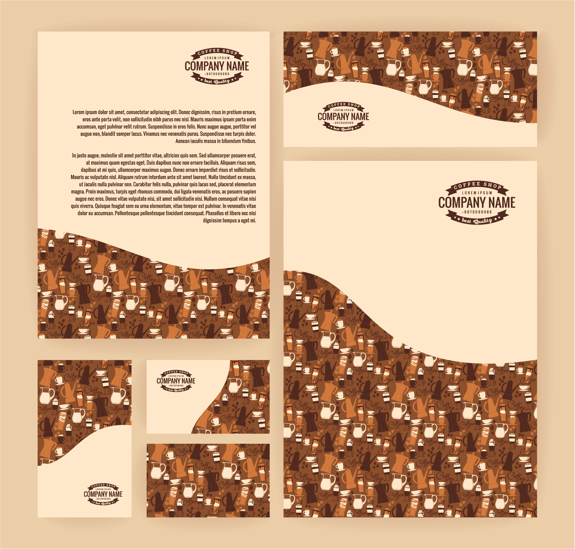 Set of business  templates for coffee shop. Vector background. Photoshop brush