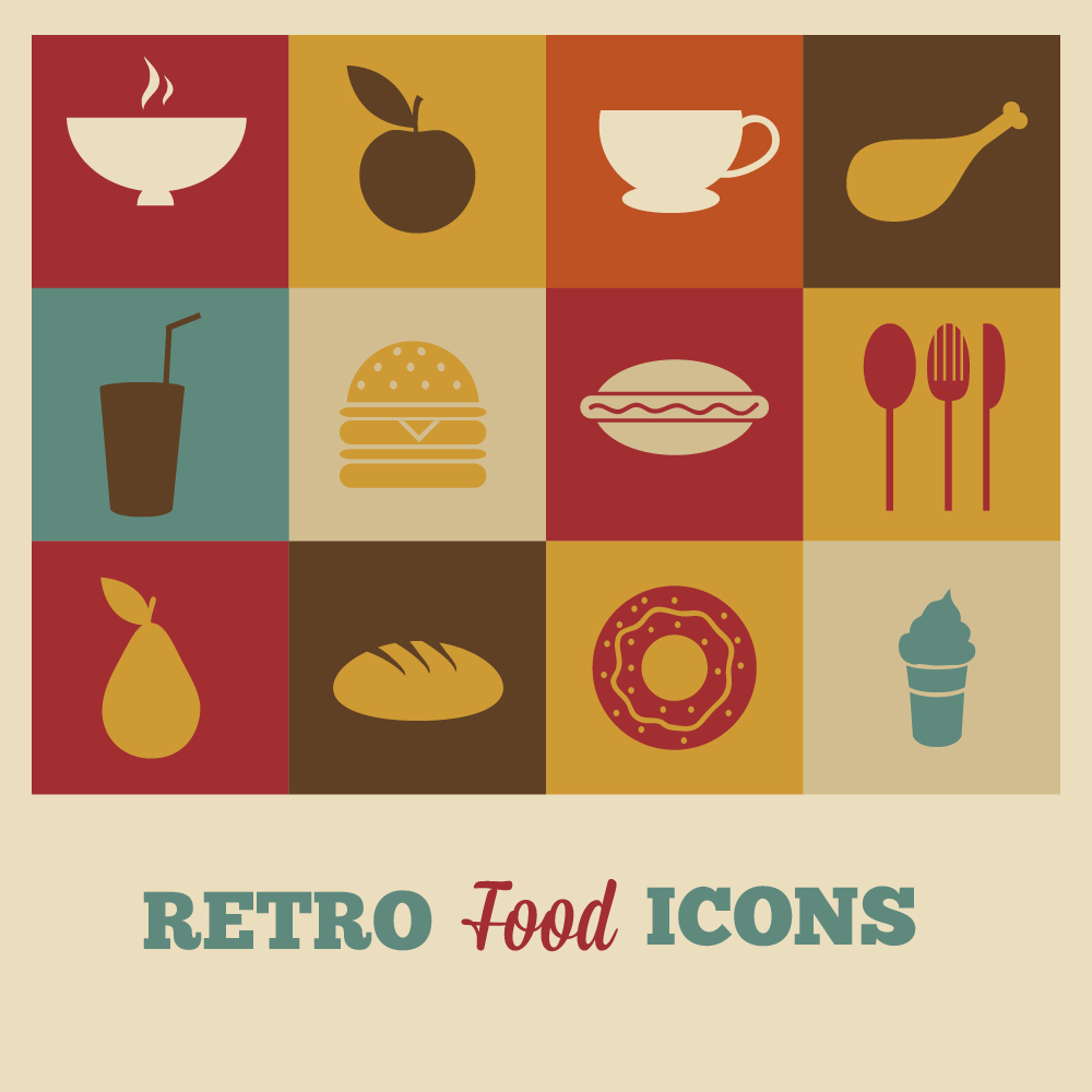 Set of retro food icons Photoshop brush