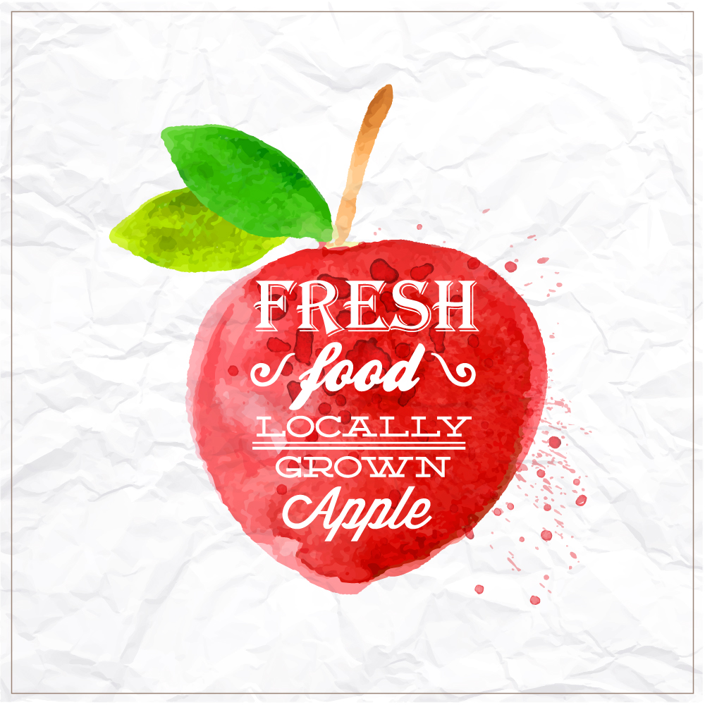 Watercolor apple with typography Photoshop brush