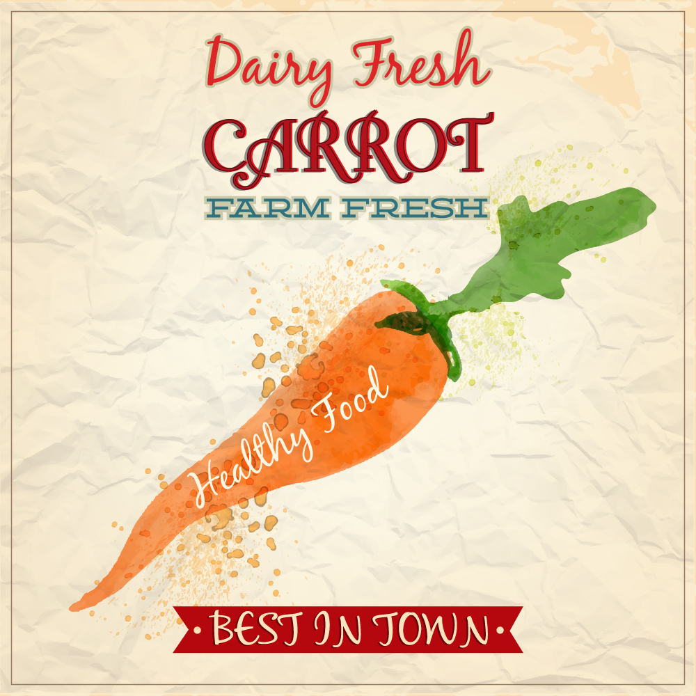 Vintage watercolor carrot with typography Photoshop brush