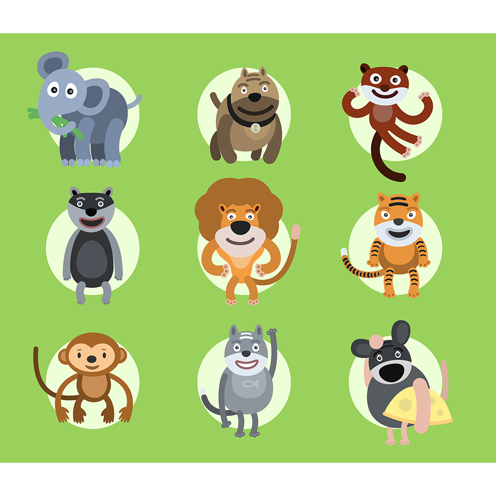 Set of vector illustrated animals. For free design Photoshop brush