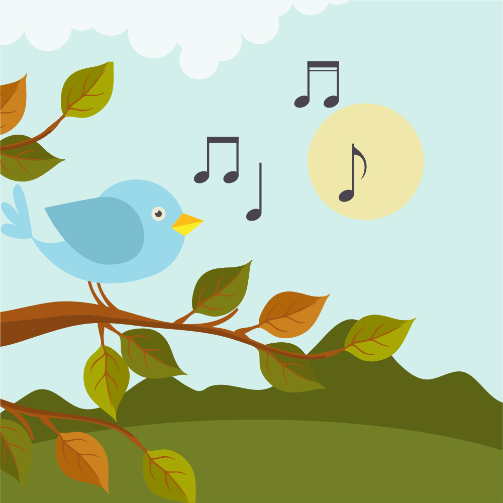 Music illustration with bird  Photoshop brush
