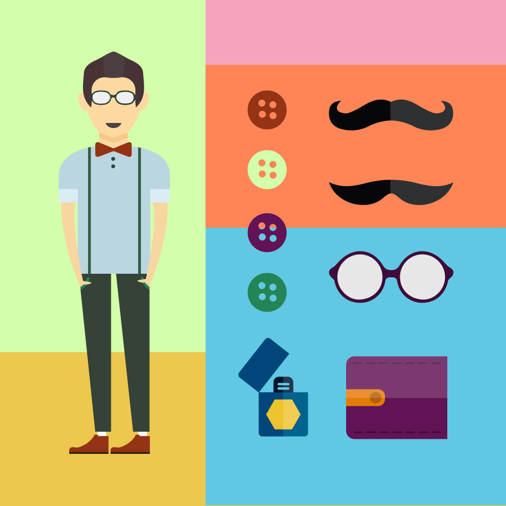 People vector character with tools and objects. Free illustration for design Photoshop brush