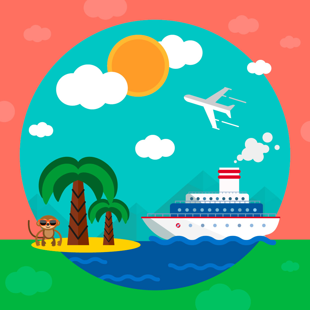 Travel illustration for free graphic design. Simple flat vector Photoshop brush