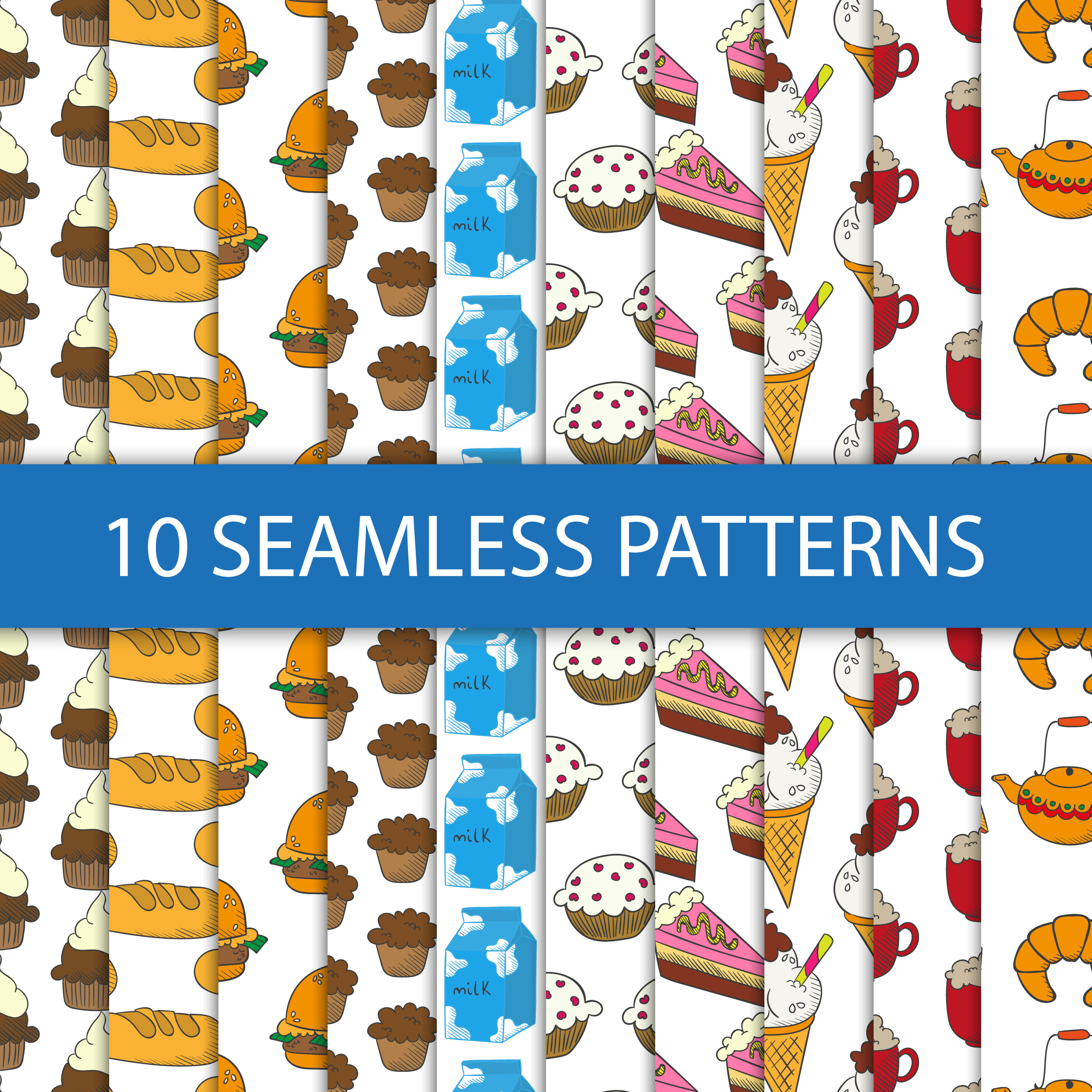 Seamless patterns with food Photoshop brush
